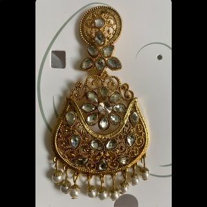 Studded pearl drop kundan Jhumka